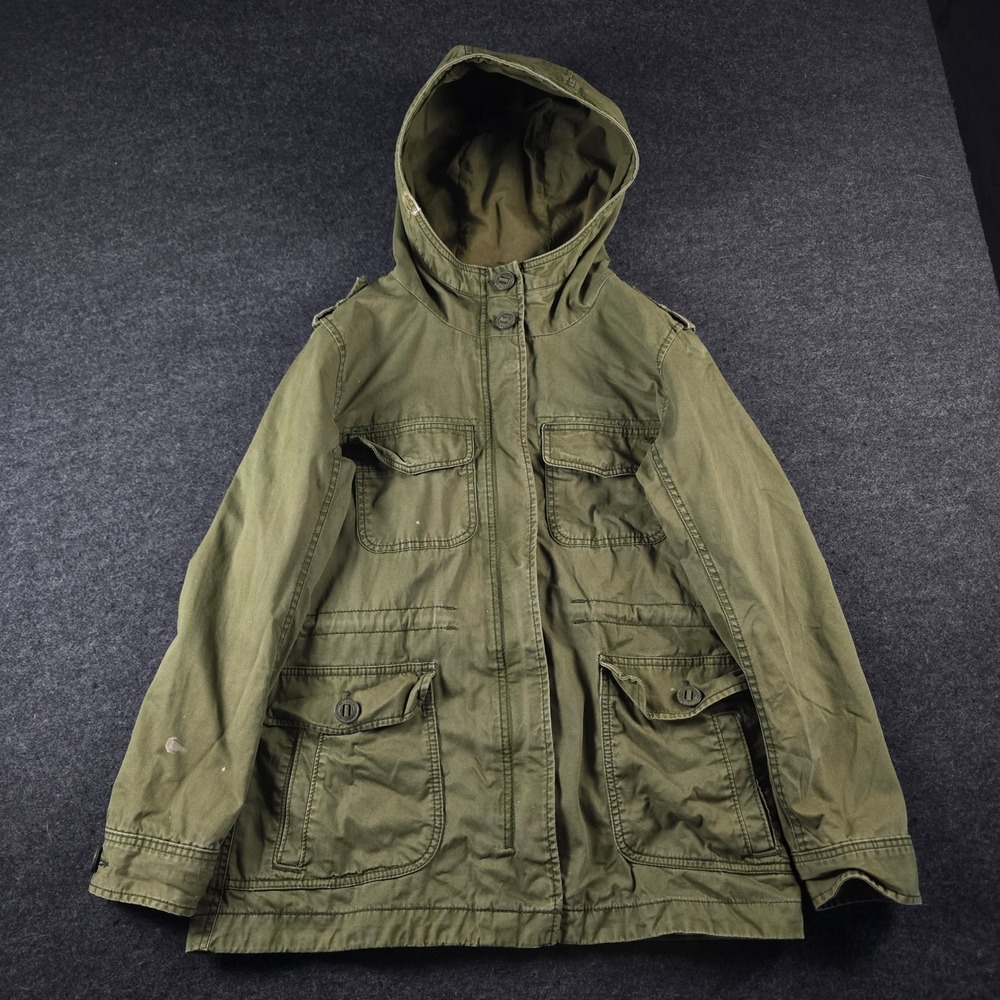 American Eagle Outfitters Hooded Military Field Jacket Olive Green Women's S